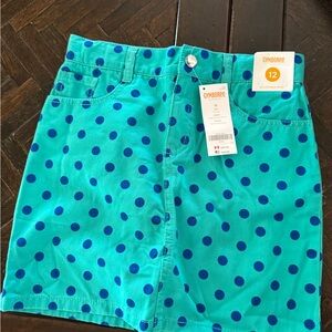 Gymboree Turquoise Skirt with Navy Dots